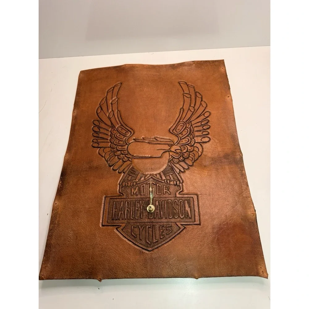 Harley-Davidson Leather Wall Clock‎ Eagle Logo – Non Working Rustic Decor. (B5)